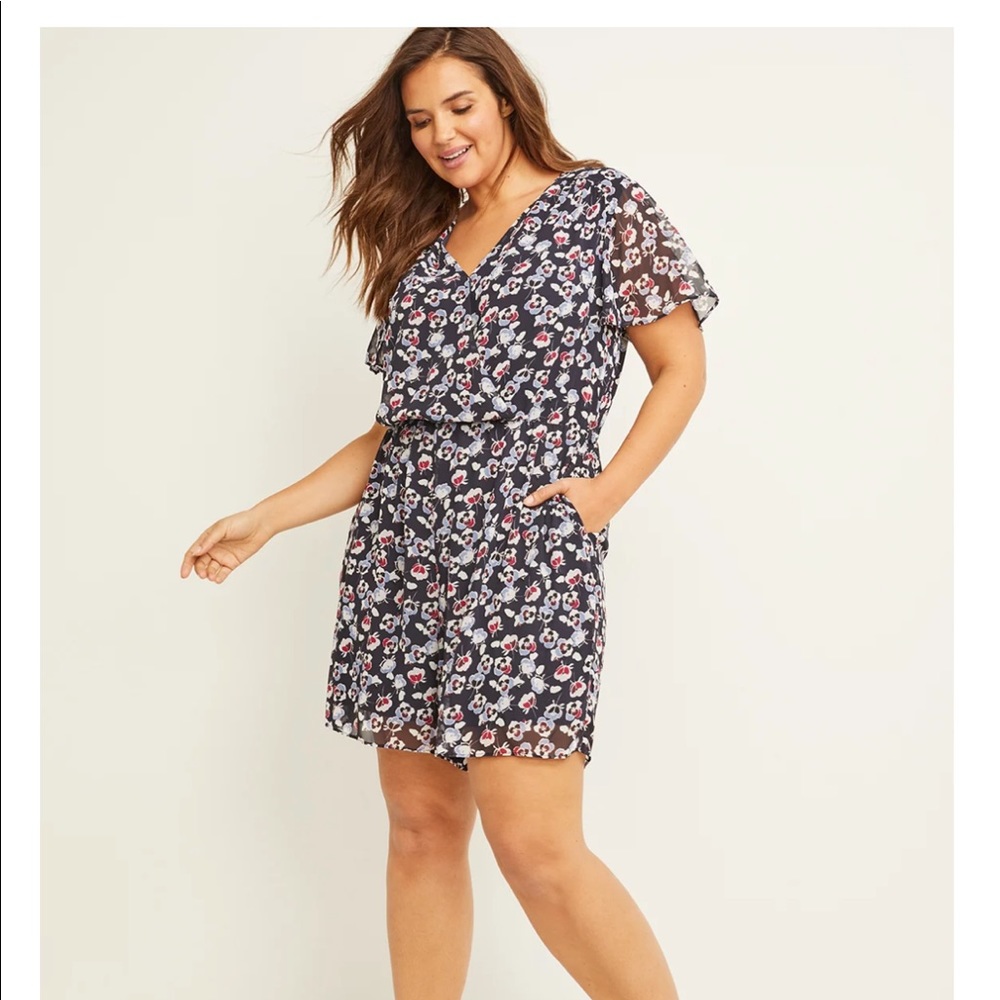 FLORAL FAUX-WRAP ROMPER